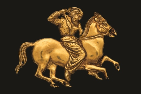A gold plaque depicting a Scythian rider 